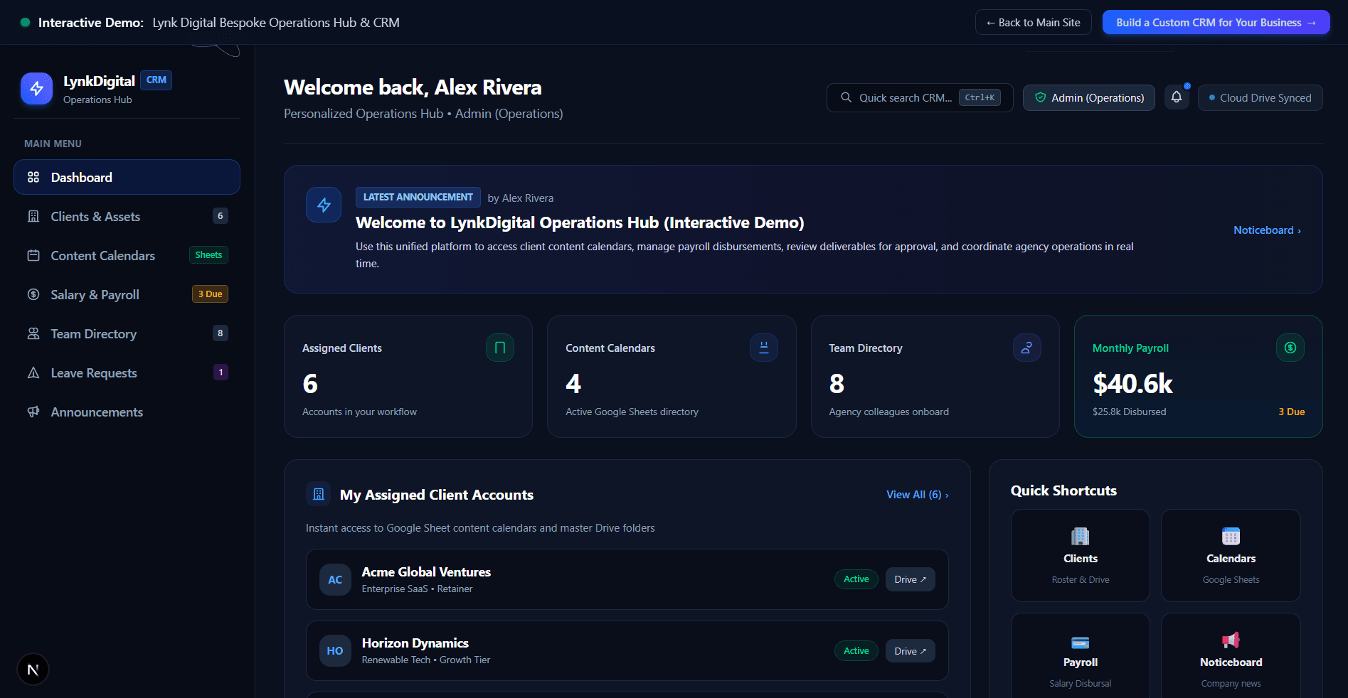 Agency Operations Hub & Custom CRM